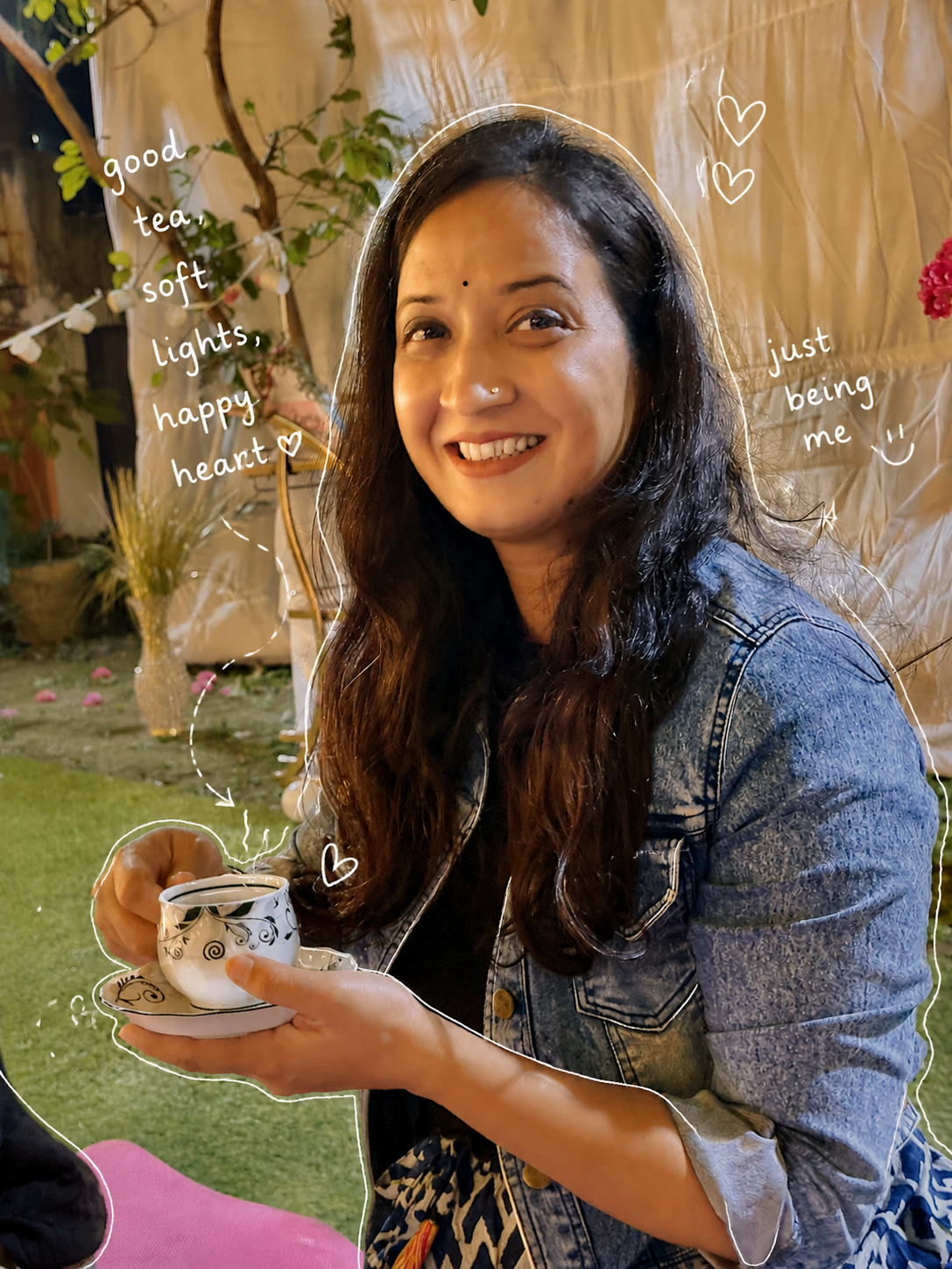 Renu Rawat, founder of The Big Class, holding a teacup at home in Dehradun.